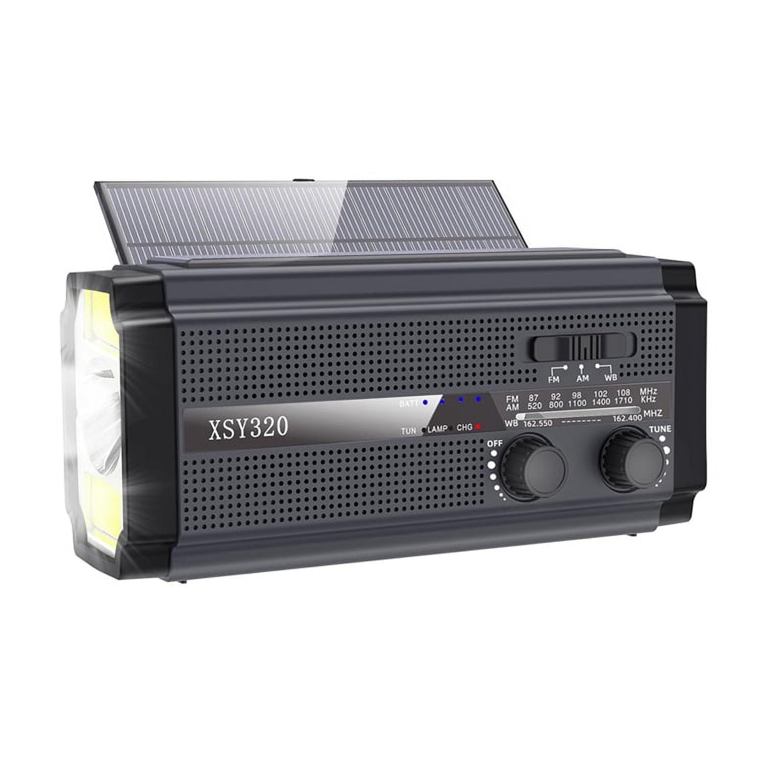 Emergency Weather Radio Hand Crank Solar Radio Portable AM/FM/ Radio with 5 Charging Modes Cell Phone Charger,1 x Weather Radio 1 x USB Cable,Gray-Black