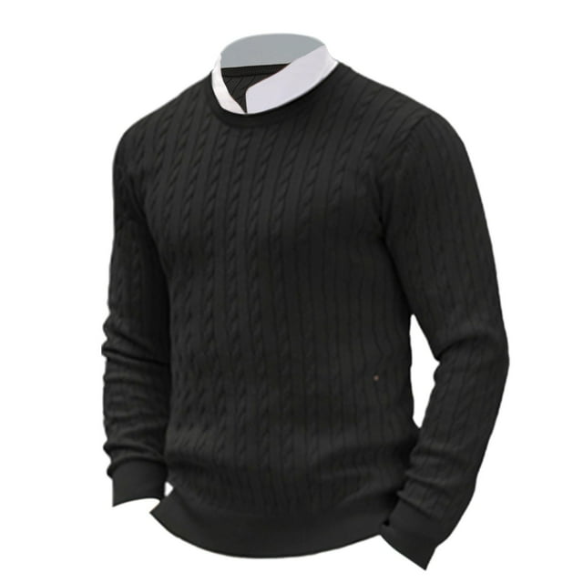 T-Shirts pour Homme Col Rond Tricot Manches Longues Fleur Couleur Unie Noir Graphique Automne Taille TG