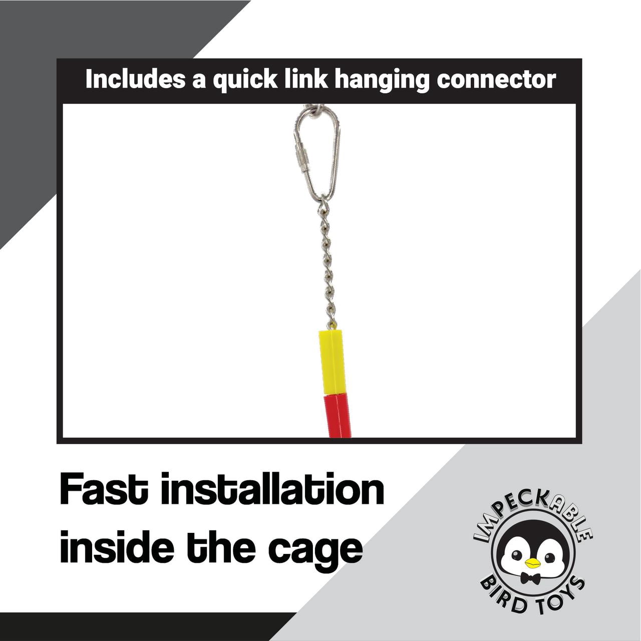 1504 Coconut Ringy Sneaker Bird Toy with Coconut Shell Mini Sneakers Acrylic Rings – Handcrafted by Impeckable Bird Toys – For Medium Birds Chewing Tugging Enrichment Fun
