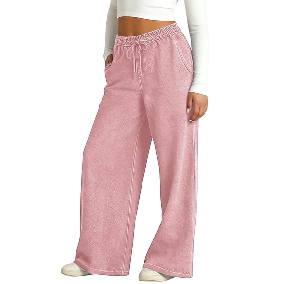 Ecqkame Girls Baggy Jeans Casual Loose Fit Elastic High Waist Streetwear Imitation Denim Pants with Pockets for Kids Daily Wear Pink 150