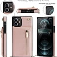 thumbnail image 4 of Crossbody Phone Case for iPhone 12 Pro Case with Card Holder for Women,iPhone 12 Pro/iPhone 12 Case Wallet with Strap Lanyard for Men,PU Leather Magnetic Clasp with Kickstand 6.1", Rosegold, 4 of 16