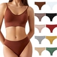 thumbnail image 2 of Fengactive Womens Mid Rise Thong Panties Ribbed Waistband Cotton Stretch Underwear Comfort Thongs for Women, 2 of 3