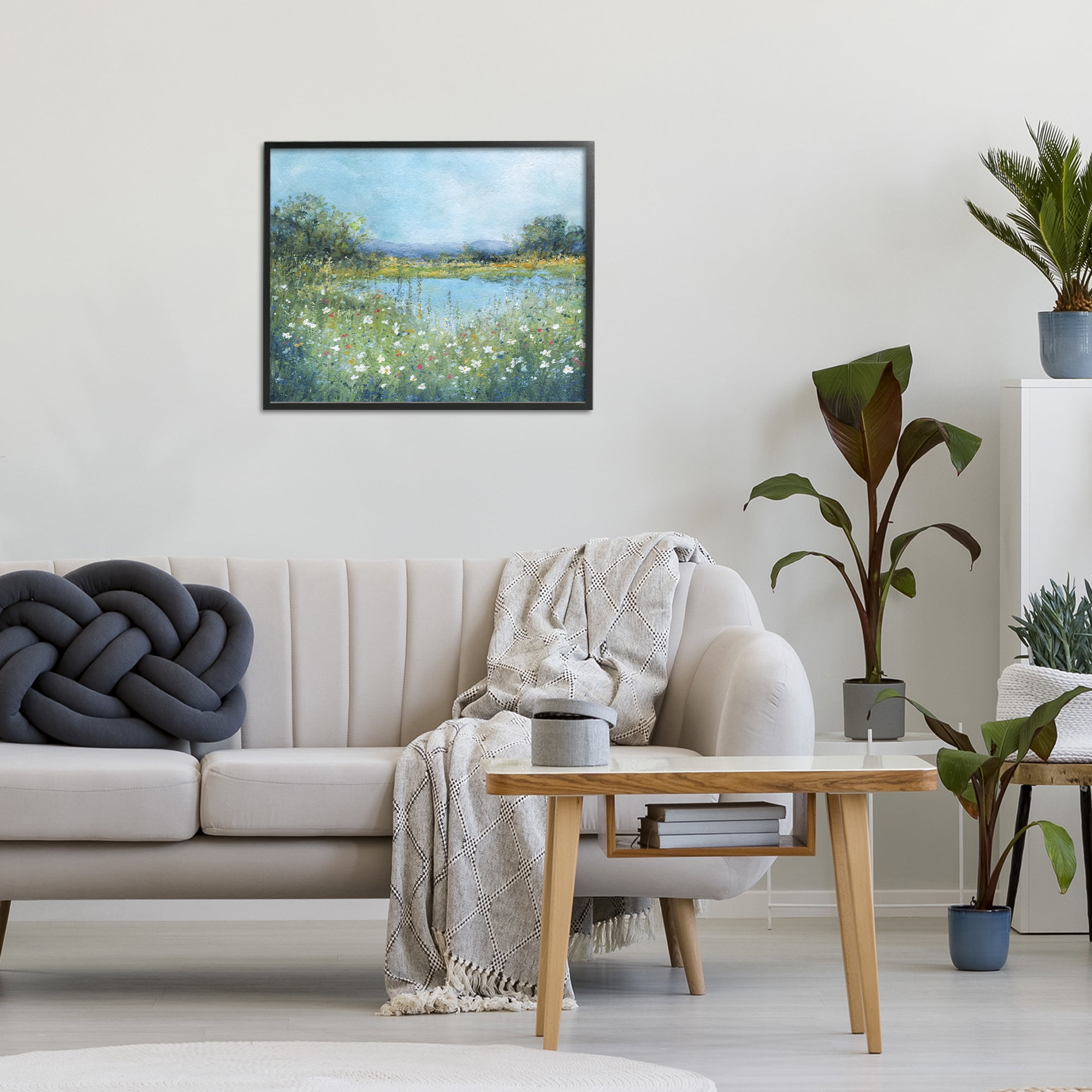 Stupell Industries Impressionist Meadow Surrounding Pond Black Framed Giclee Art, design by Carol Robinson