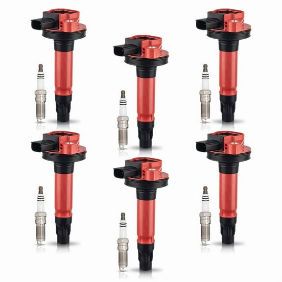 6 ISA Ignition Coil Pack and Spark Plugs Compatible with Mazda 6 CX-9 Ford Edge Taurus Fusion Explorer Mustang Transit 150 250 350 Lincoln MKX MKZ Mercury Sable Replacement for UF553 SP580 SP534