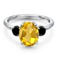 thumbnail image 3 of Gem Stone King 2.94 Ct Oval Yellow Citrine Black Diamond 925 Sterling Silver Ring, 3 of 6