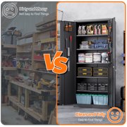 AOBABO Metal Storage Cabinet with 4 Shelves,Lockable Steel Storage Cabinets for Garage,Office,Warehouse,Black,Assembly Required