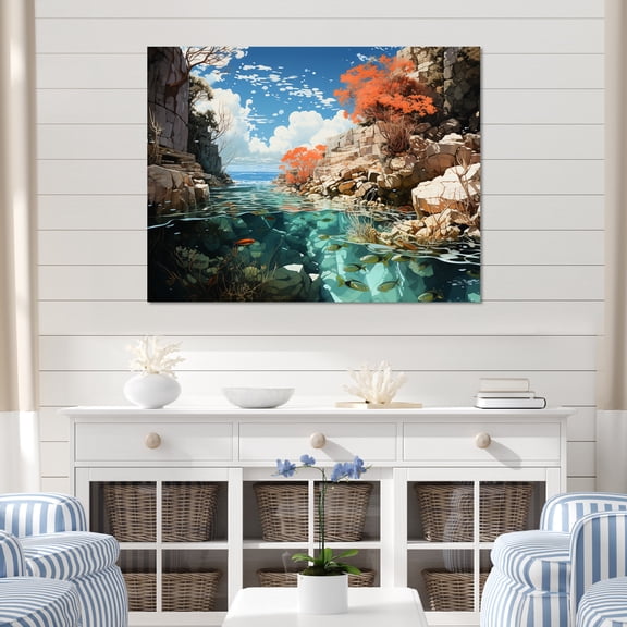Designart "Landscape Of Coral Patchwork And Corals" Coral Wall Art Prints