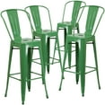 thumbnail image 2 of Flash Furniture Commercial Grade 4 Pack 30" High Green Metal Indoor-Outdoor Barstool with Removable Back, 2 of 14