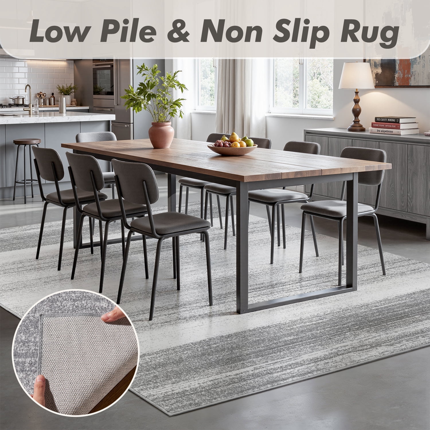 VUNATE 9'x12' Area Rugs for Living Room Washable Rugs Modern Abstract Area Rug Soft Contemporary Neutral Carpet Indoor Rug for Bedroom Dining Room Office Foldable Nonslip Rug Gray