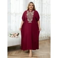 thumbnail image 6 of Edolynsa Plus Size Moroccan Kaftan Dress for Women Embroidery Caftan Tunic Maxi Beach Dresses Bathing Suit Cover up Sleepwear, 6 of 10