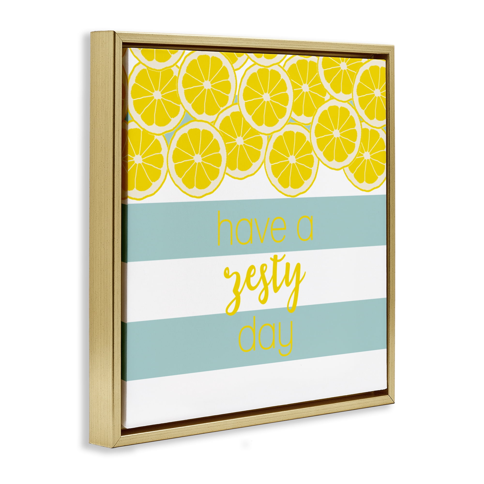 Stupell Industries Zesty Citrus with Stripes Gold Framed Floater Canvas Wall Art, design by Anna Quach