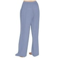 thumbnail image 3 of Aofany Pants for Women Flowy Casual Drawstring Waist Wide Leg Loose Cotton Linen Palazzo Pants with Pocket, 3 of 6