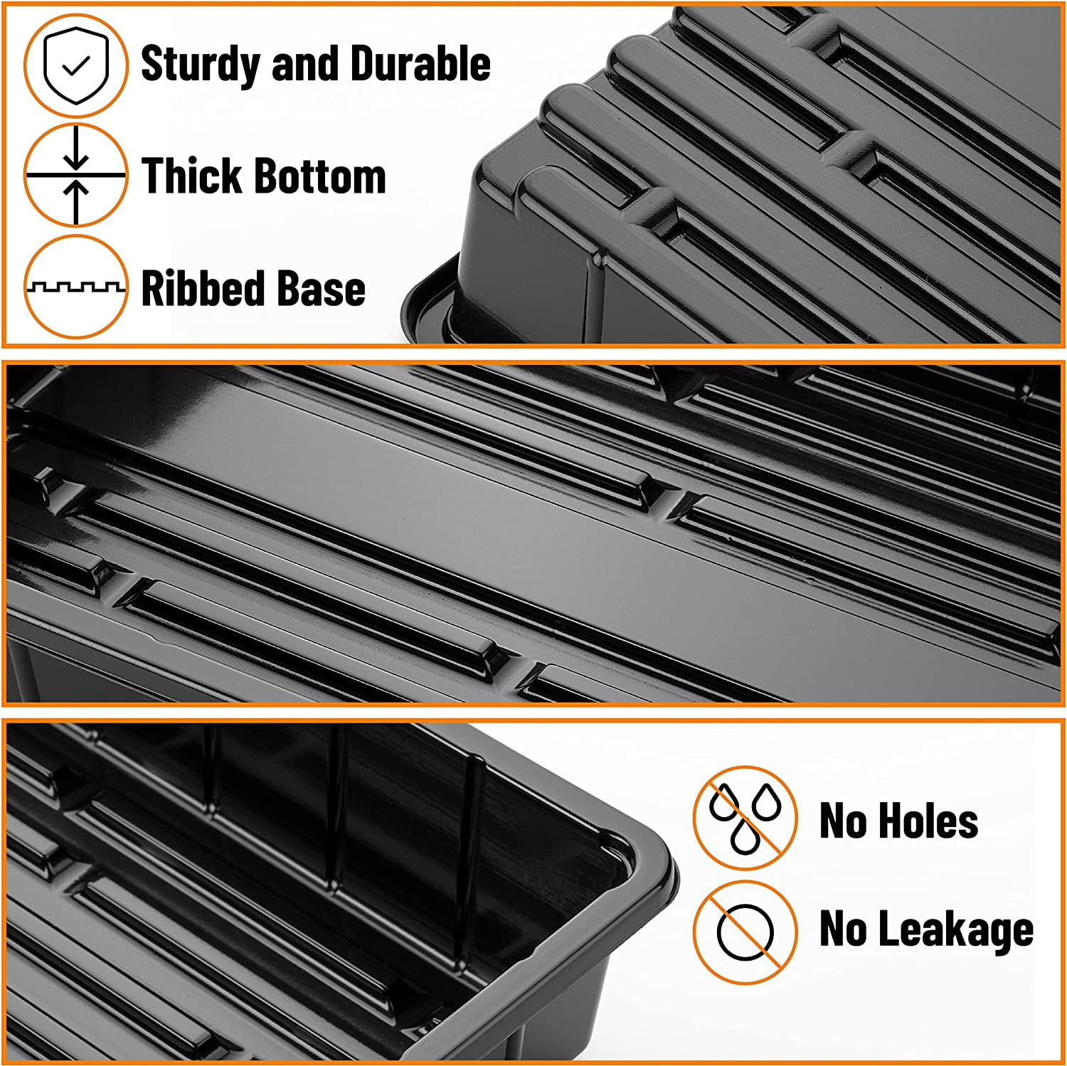 - Seed Starter Trays, 5 Pack, 17"x10"x2.4", Durable Plastic Growing Trays, Stackable and Reusable Seedling Starter Kits for Indoor, Outdoor, Greenhouse Gardening, Planting, Hydroponic Systems
