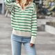 thumbnail image 4 of Jerséis de punto para mujer Suéter simple con dobladillo acanalado a rayas superior elegante y versátil Hugtrwg Para estrenar, 4 of 8