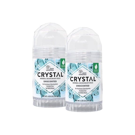 Crystal Mineral Deodorant Stick, Unscented 4.25 oz (Pack of 2)
