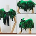 thumbnail image 5 of Honeeladyy Mardi Gras Feather Cape Collar for Women, Black Shoulder Shawl Cloak with Ribbon Tie, Christmas Party Costume Wedding Accessory, Green, 5 of 6