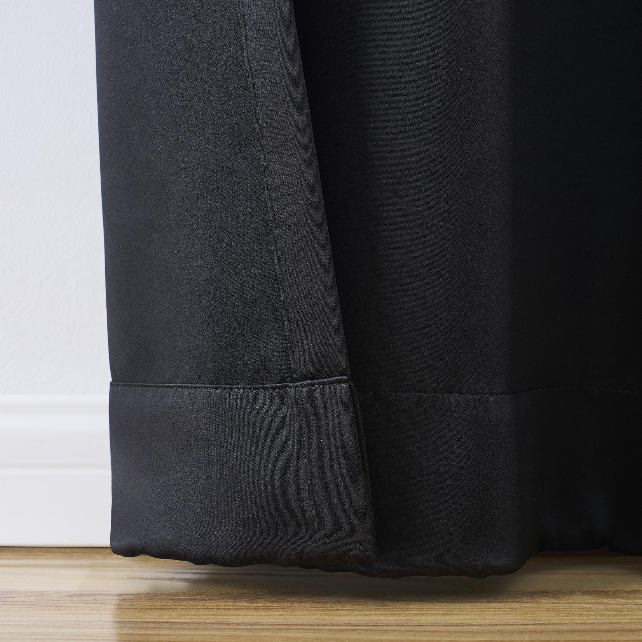 Mainstays Solid Blackout Curtain Panel Pair, Set of 2, Black, 30 in W x 95 in L