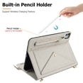 thumbnail image 5 of Handbag Case for iPad Air 11" 2024/iPad Air 4 & 5 10.9"/iPad Pro 11" 2022/2021/2020/2018,Folio Stand PU Leather Pencil Holder Shoulder Hand Strap Card Slots Magnetic Envelope Wallet Cover,Beige, 5 of 7