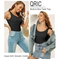 thumbnail image 7 of Qric 2 Pieces Women's Basic Wide Strap Tank Top Round Neck Cami With Built-in Shelf Bra, 7 of 7