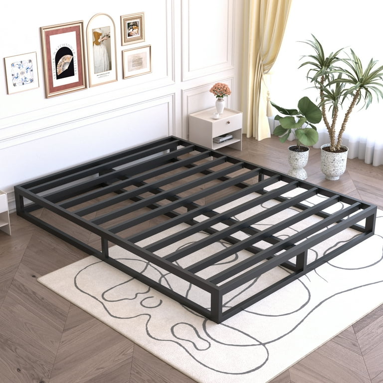10 Inch Full Size Bed Frame Steel Slat Support Low Profile No Box Spring Needed Easy Assembly Walmart