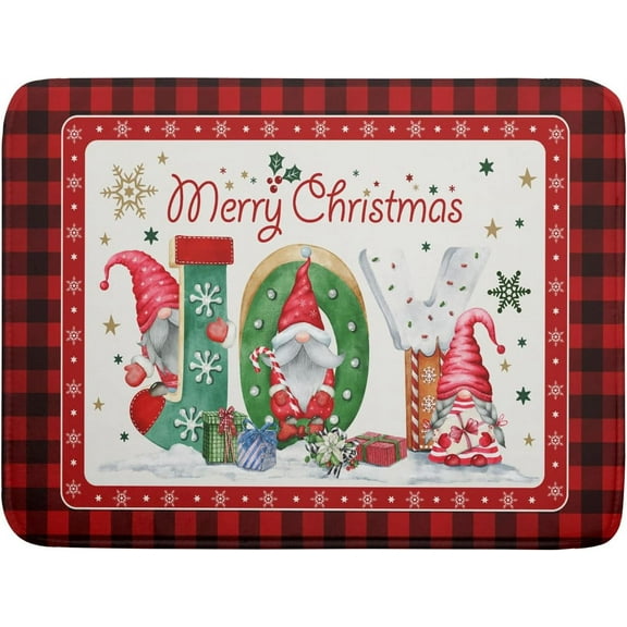 Christmas Dish Drying Mat 18 x 24 inch, Red Buffalo Plaid Gnomes Xmas Joy Absorbent Microfiber Dishes Rack Pad Countertop Mats Seasonal New Year Holiday Farmhouse Kitchen Christmas Decoration