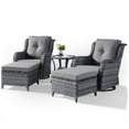 thumbnail image 3 of PARKWELL 5-Piece Outdoor Conversation Sets,Wicker Swivel Gliders with Ottomans,Side Table,Patio Seating Furniture with Gray Cushions,Gray Wicker, 3 of 9