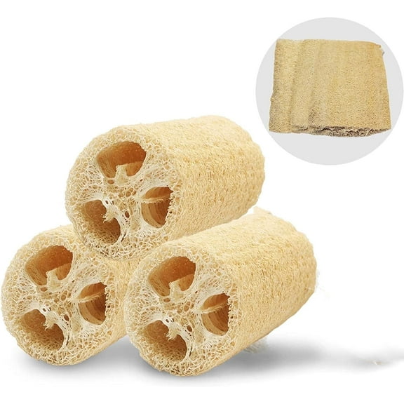 Natural Loofah Sponge,Casewin Pack of 3 Bath Body Shower Natural Loofah Sponge Scrubber,Exfoliating Bath Scrubber for Adults, Men and Women Shower