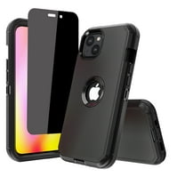 NIFFPD iPhone 14 Plus Case with Screen Protector （Anti Spy Privacy）, Heavy Duty Hard Shockproof Protective Phone Case for iPhone 14 Plus 6.7" Black