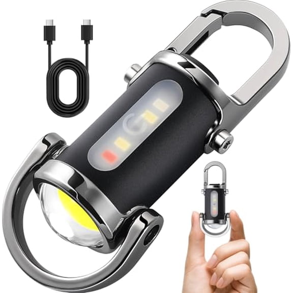 2026 New Portable Rechargeable Bright Keychain Flashlight,1200 Lumens Waterproof Mini EDC Compact Keychains Flashlight,Keychain Work Light, With 7 Modes for Searching,Hiking,Walking (1Pcs)