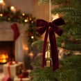 thumbnail image 2 of Hanging Ornament 12 Inch Vintage Bow with Gold Bells for Christmas Tree Door Wall Mantel Holiday Party Decor, 2 of 6