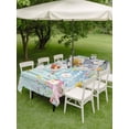thumbnail image 3 of Easter Bunny Outdoor Tablecloth - 60x120 Inch Rectangle Dining Table Cover, Blue Easter Eggs Spring Floral Teal Wooden Waterproof Outdoor Table Cloth with Umbrella Hole & Zipper for Picnic/Patio, 3 of 7