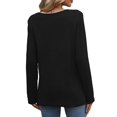 thumbnail image 5 of Long Sleeve Women's Tops Spring Summer Outfits Dressy Casual Blouses Lace Trendy Waffle Knit Shirts Black S, 5 of 8