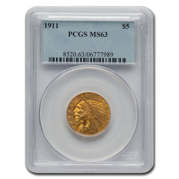 1911 $5 Indian Gold Half Eagle MS-63 PCGS