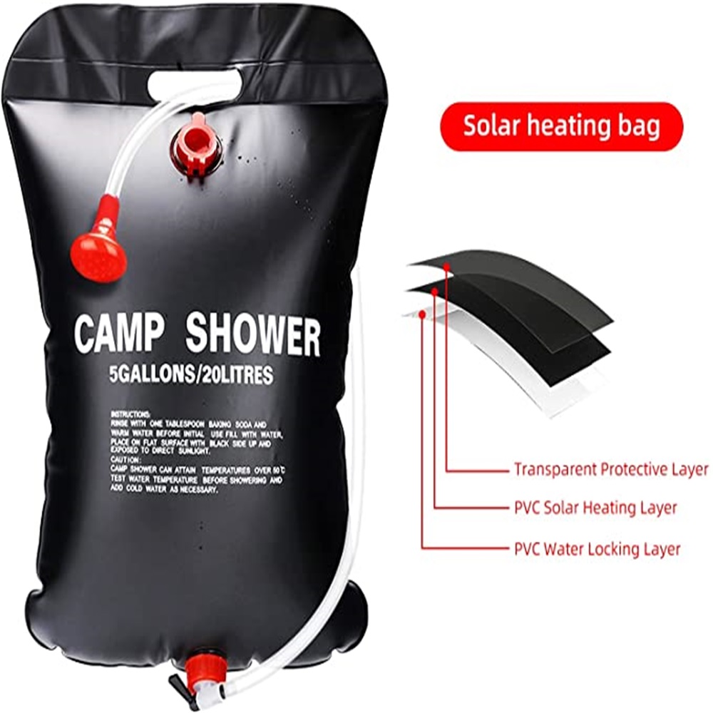 Kepooman Travel Wash Kit Camping Bag Portable Shower Accessory Set 7.5 gallon/30L for Outdoor Travel Camping/Hiking, Black