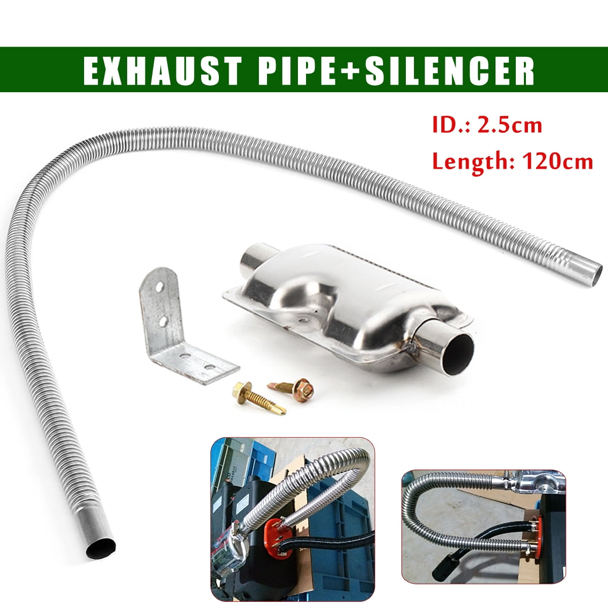 For Car Parking Air Diesel Heater 120cm Stainless Steel Exhaust Pipe Internal Diameter