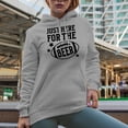 thumbnail image 2 of Just Here for the Beer with Football Season Art Merch Gift, Heather Grey Hooded Sweatshirt or Hoodie, Medium, 2 of 5