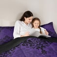 thumbnail image 5 of Manfei Gothic Damask Queen Comforter Set,Boho Exotic Style Bedding Sets,Purple Black Bedding Comforter Set For Boys Girls,Luxury Bedroom Decor Reversible,3 Pieces, 5 of 8