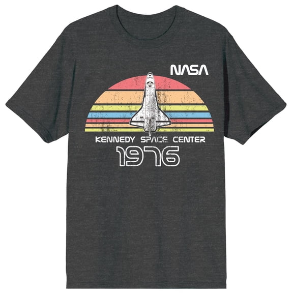 NASA Colorful Semi Circle Art Juniors Anthra Melange T-shirt-Large