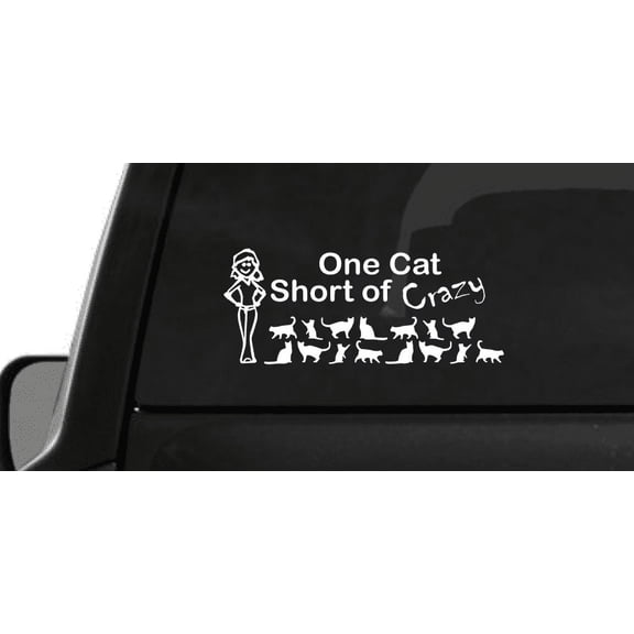 One Cat Short of Crazy Lady (M20) Vinyl Decal Sticker Car Window