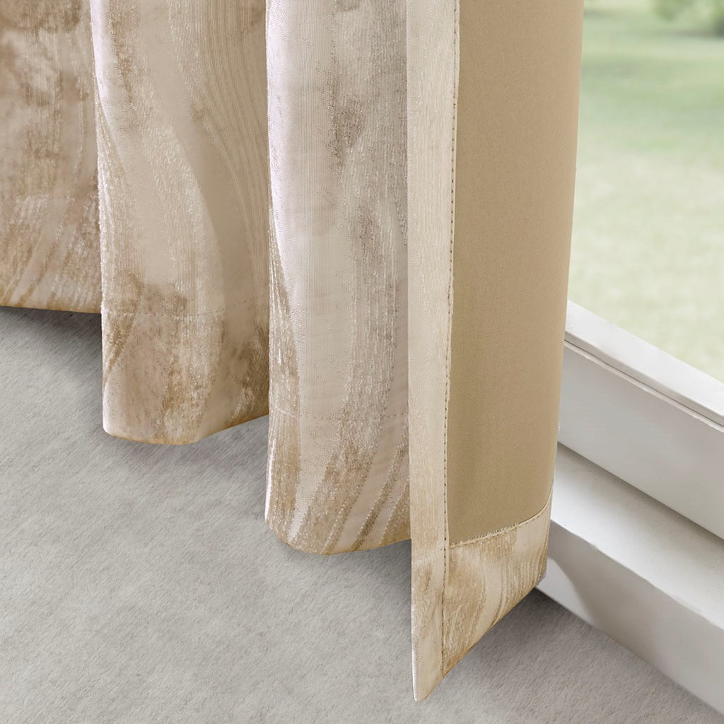 Printed Jacquard Grommet Top Total Blackout Curtain Panel (Only 1 Pc Panel)