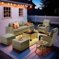 thumbnail image 6 of Vcatnet 9 Pieces Outdoor Patio Furniture Sectional Sofa All Weather Wicker Conversation Set with Swivel Rocking Chairs and Solar Powered Coffee Table Dark Gray, 6 of 10