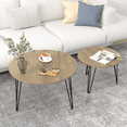 thumbnail image 3 of Oufan 27.56'' Round Nesting Coffee Table Set of 2, Circular Nesting End Table Set, Round Wooden Tabletop, and Sturdy Metal Base for Living Room, bedroom (Brown ）, 3 of 10