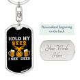 thumbnail image 2 of Hold My Beer Hunter'S Keychain Stainless Steel or 18k Gold Dog Tag Keyring, 2 of 8