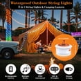 thumbnail image 3 of TOHETO Camping Lights, 3-in-1 Outdoor Camping String Lights with 19 Lighting Modes, 32.8FT 2200mAH Rechargeable IPX4 Waterproof Hanging Lights for Tent, Yard, Hiking & Decoration, White Orange, 3 of 9