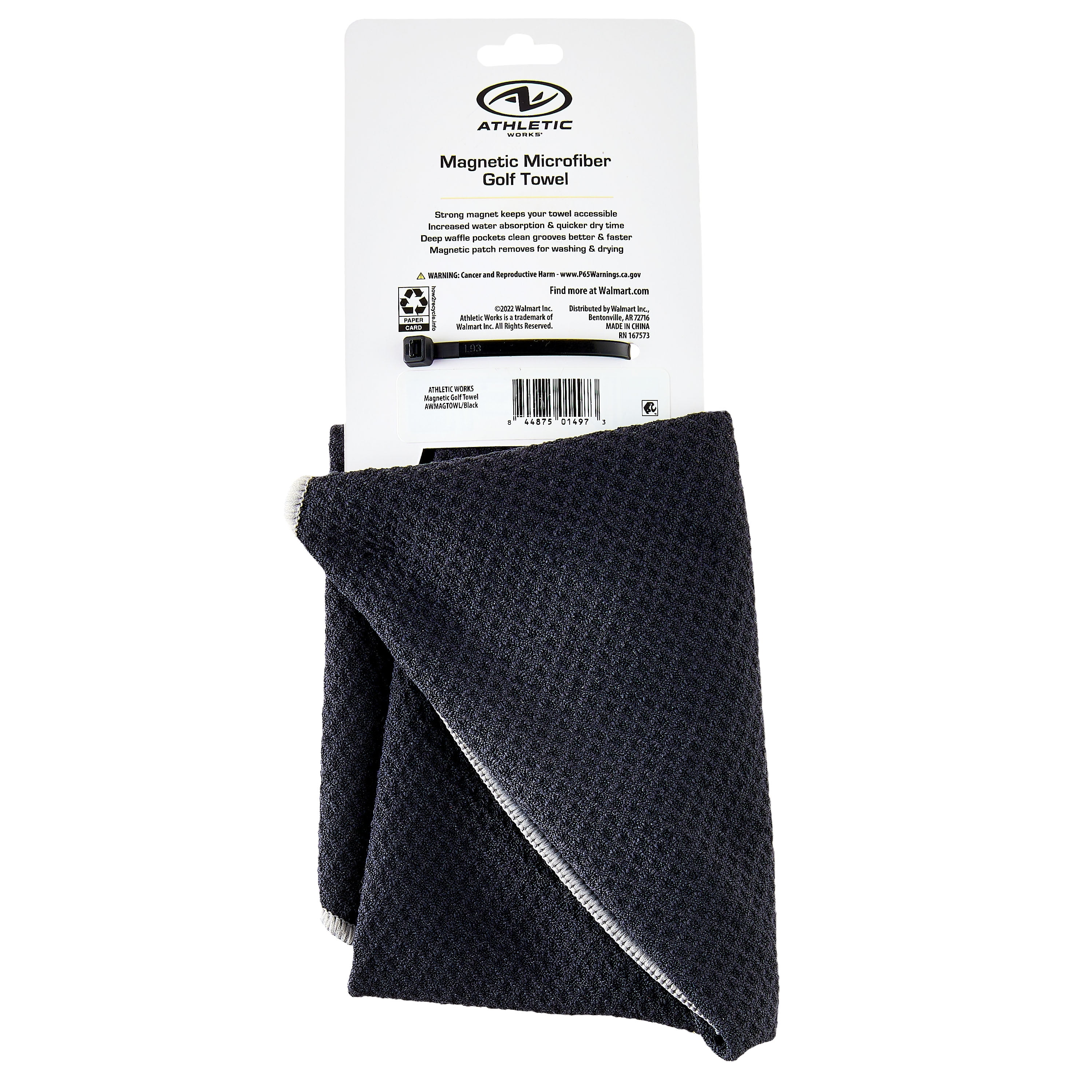 Athletic Works Magnetic Microfiber Golf Towel - Magnet, Grooves
