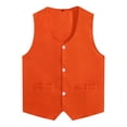 thumbnail image 3 of Kaerm Kids Volunteer Activities Vest Waistcoat Boys Girls Button Down Waiter Bartender Uniforms Orange XXL/14, 3 of 5