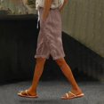 thumbnail image 2 of Cotton Linen Pants for Women Summer Casual High Waisted Drawstring Beach Bermuda Shorts by Yigetop Coffee S, 2 of 7