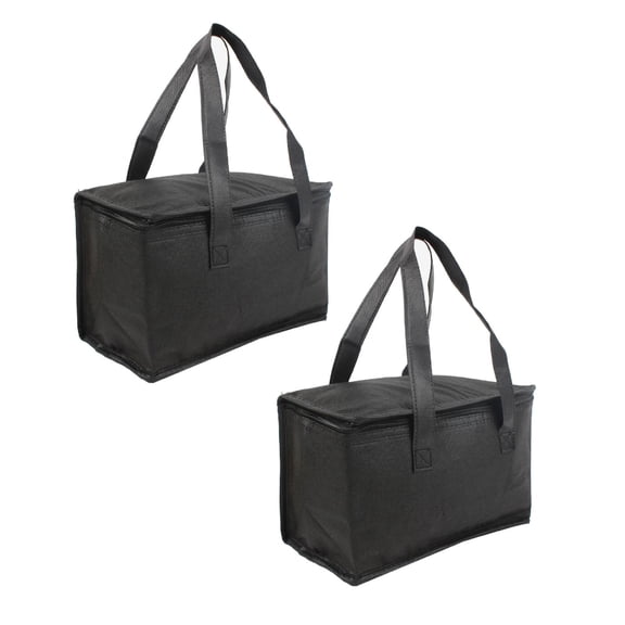 Qiangzon 2PC Black Insulated Cooler Bag, 24-Hour Cold Retention, Peva Leak-Proof Liner, Foldable Flat Storage, for Grocery Shopping, Outdoor Picnic