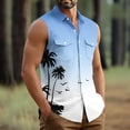 thumbnail image 6 of Erwazi Men's Hawaii Printed Lapel Button Down Vest Sleeveless Collared Beach Casual Summer Top with Chest Pocket, 6 of 6