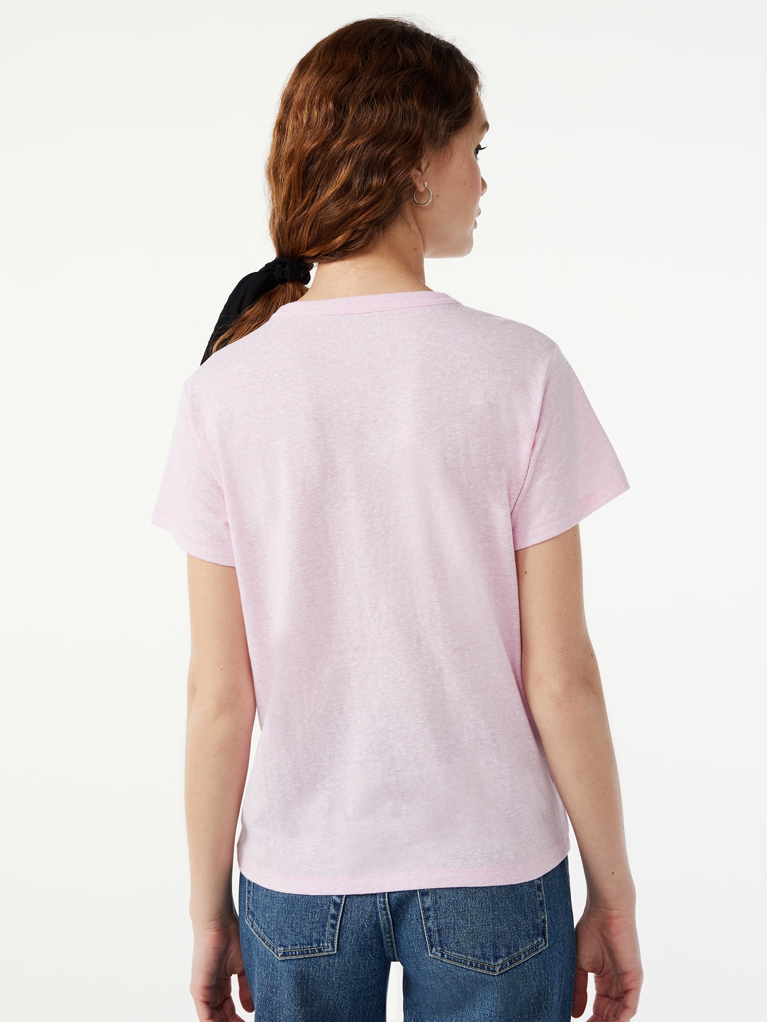 Free Assembly Women's Ringer Tee with Short Sleeves, Sizes XS-XXXL